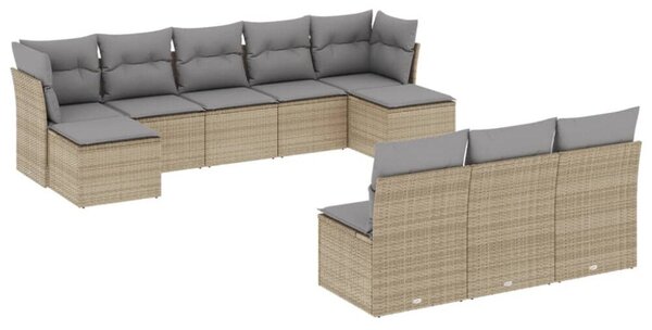 VidaXL Polyrattan Kerti Ülőgarnitúra - 10 részes - Bézs