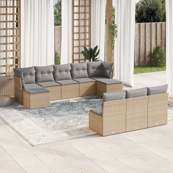 VidaXL Polyrattan Kerti Ülőgarnitúra - 10 részes - Bézs