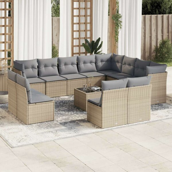 VidaXL Polyrattan Kerti Ülőgarnitúra - 13 részes - Bézs