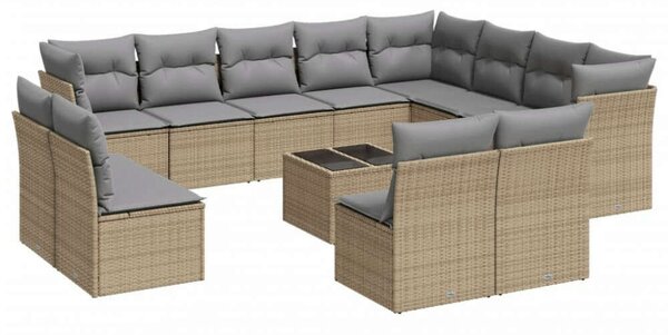 VidaXL Polyrattan Kerti Ülőgarnitúra - 13 részes - Bézs