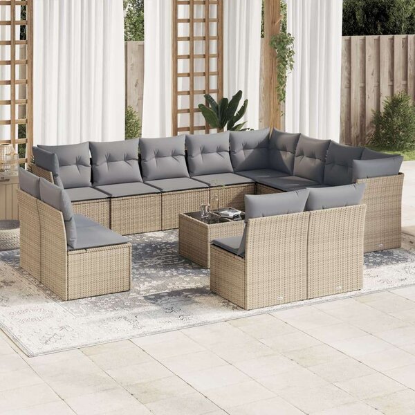 VidaXL Polyrattan Kerti Ülőgarnitúra - 13 részes - Bézs