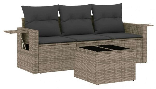 VidaXL Polyrattan Kerti Ülőgarnitúra - 4 részes - Szürke