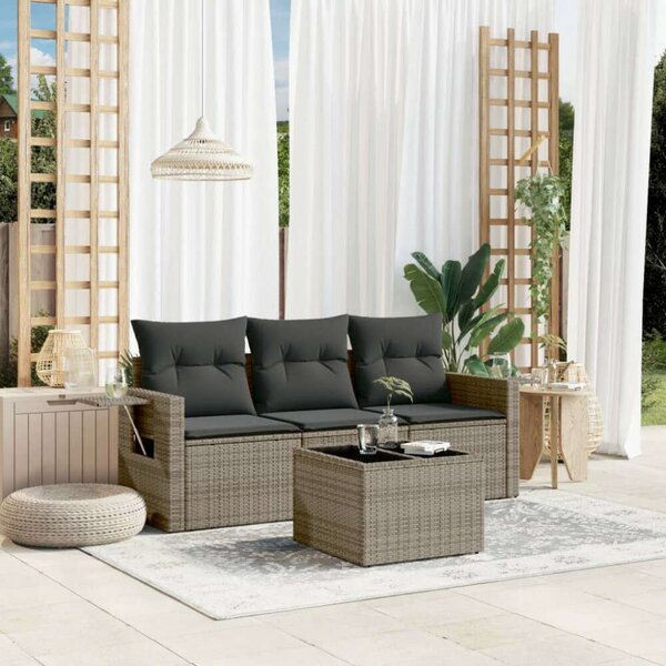 VidaXL Polyrattan Kerti Ülőgarnitúra - 4 részes - Szürke