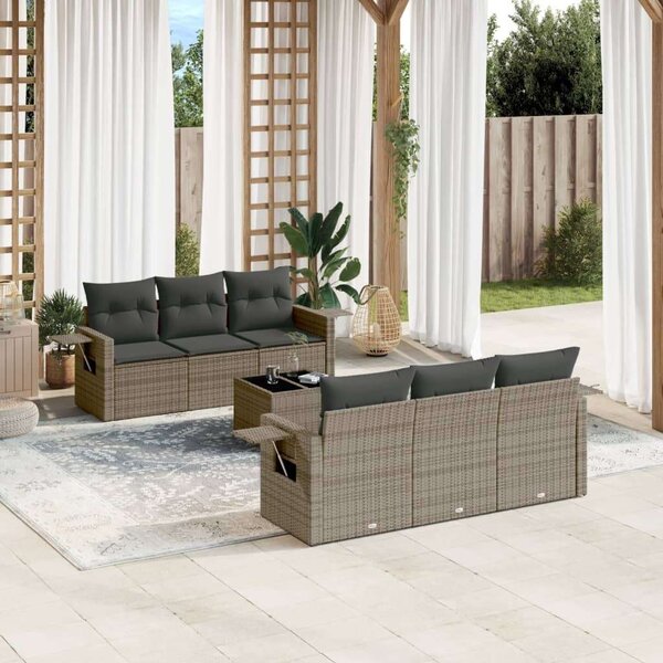 VidaXL Polyrattan Kerti Ülőgarnitúra - 7 részes - Szürke
