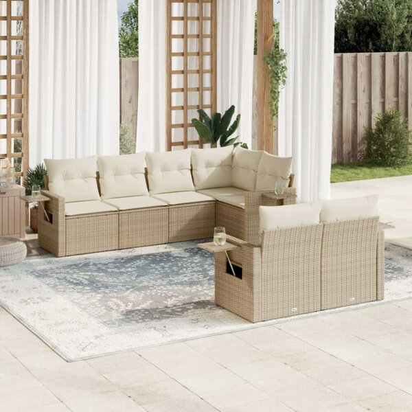 VidaXL Polyrattan Kerti Ülőgarnitúra - 7 részes - Bézs