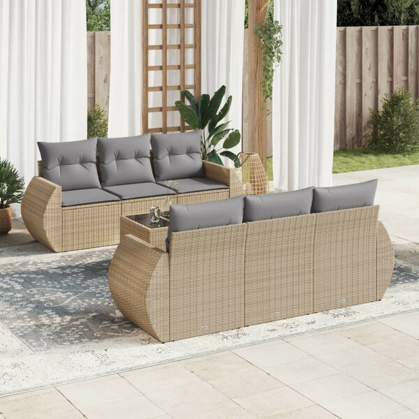 VidaXL Polyrattan Kerti Ülőgarnitúra - 7 részes - Bézs
