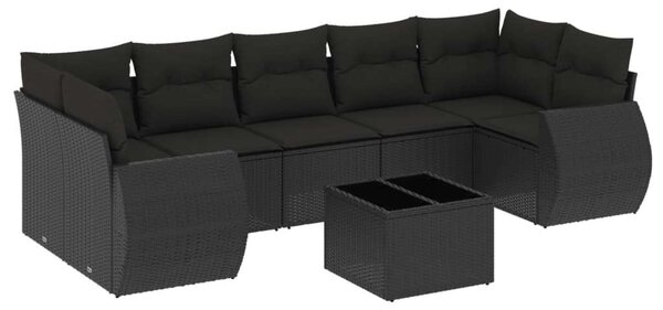 VidaXL 8 részes Kerti Ülőgarnitúra - Fekete Polyrattan
