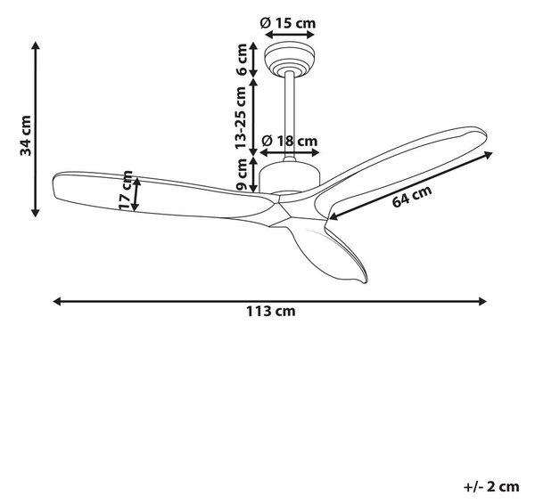Mennyezeti ventilátor ARANI Távirányítóval Világosbarna