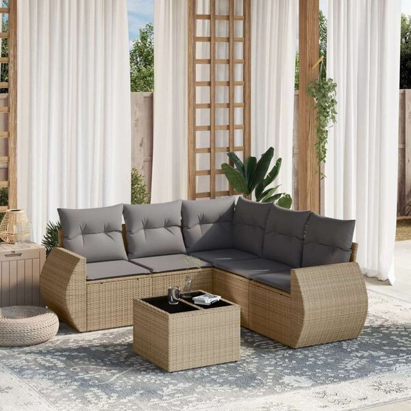VidaXL Polyrattan Kerti Ülőgarnitúra - 6 részes - Bézs
