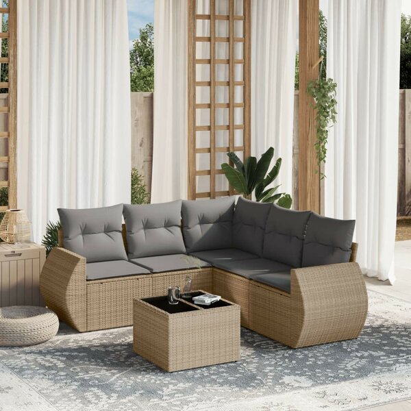 VidaXL Polyrattan Kerti Ülőgarnitúra - 6 részes - Bézs