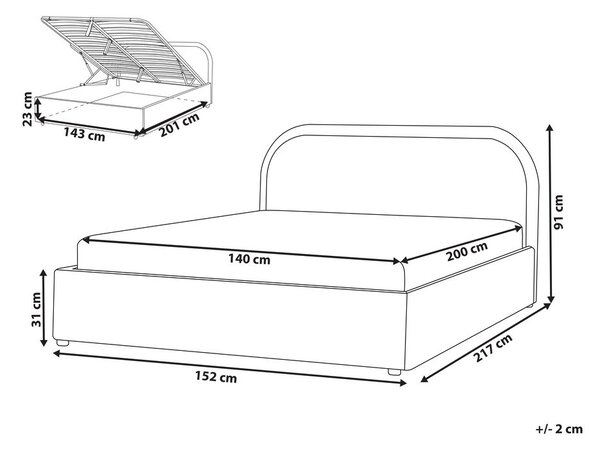 Ágyneműtartós ágy Buklé QUILLIEN 140 x 200 cm Világosbézs