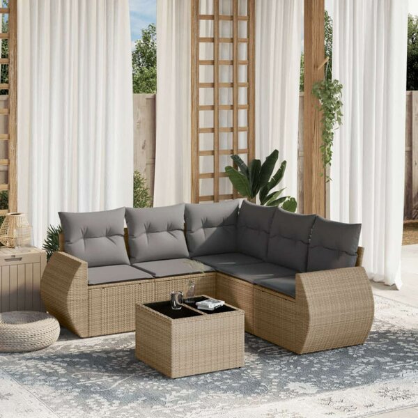 VidaXL Polyrattan Kerti Ülőgarnitúra - 6 részes - Bézs