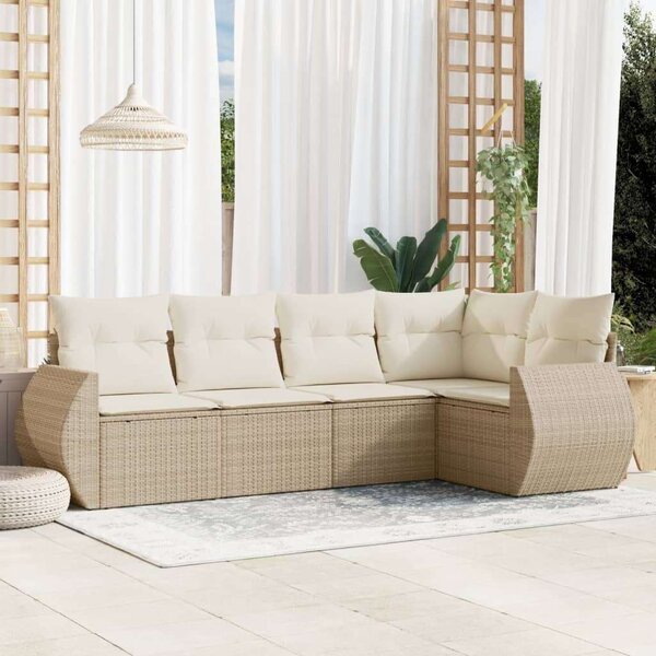 VidaXL Polyrattan Kerti Ülőgarnitúra - 5 részes - Bézs