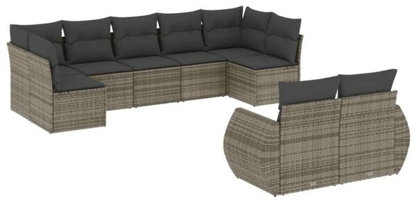 VidaXL Polyrattan Kerti Ülőgarnitúra - 9 részes - Szürke