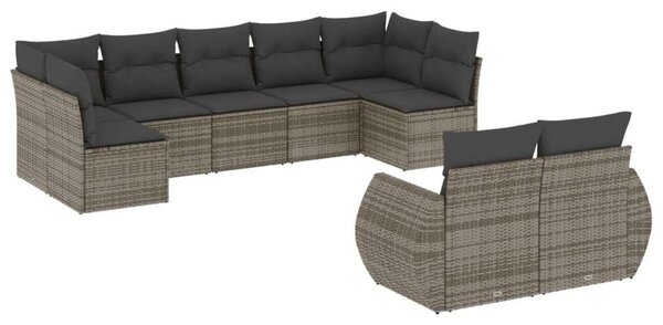 VidaXL Polyrattan Kerti Ülőgarnitúra - 9 részes - Szürke