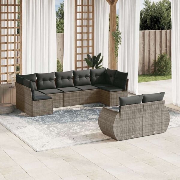 VidaXL Polyrattan Kerti Ülőgarnitúra - 9 részes - Szürke