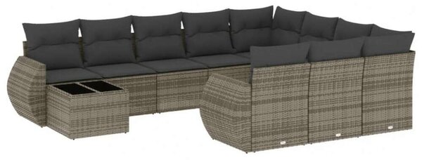 VidaXL Polyrattan Kerti Ülőgarnitúra - 11 részes - Szürke