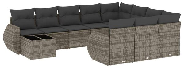 VidaXL Polyrattan Kerti Ülőgarnitúra - 11 részes - Szürke