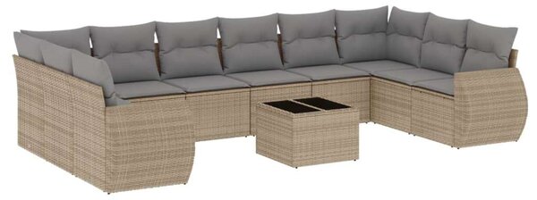 VidaXL Polyrattan Kerti Ülőgarnitúra - 11 részes - Bézs