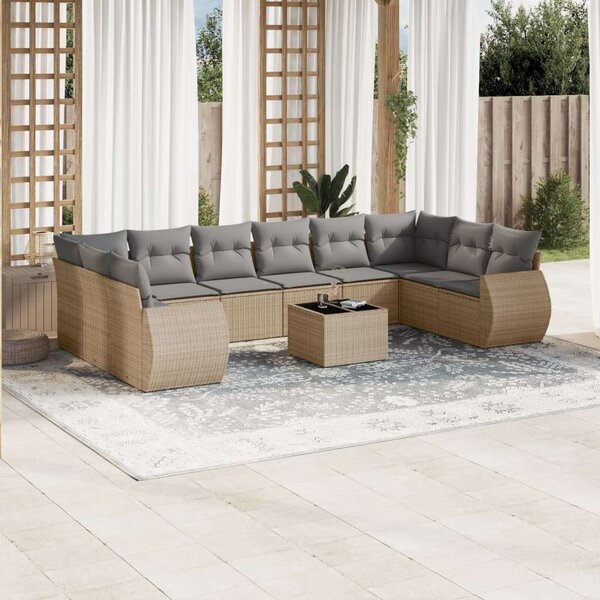 VidaXL Polyrattan Kerti Ülőgarnitúra - 11 részes - Bézs