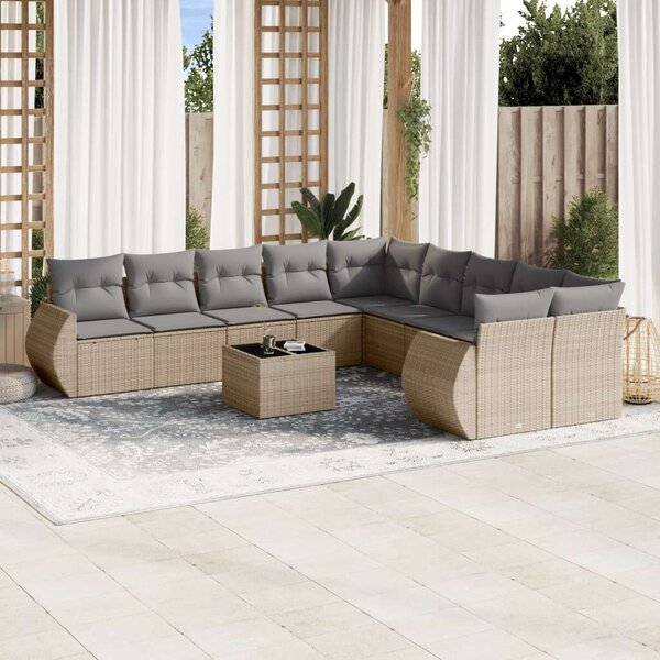 VidaXL Polyrattan Kerti Ülőgarnitúra - 11 részes - Bézs