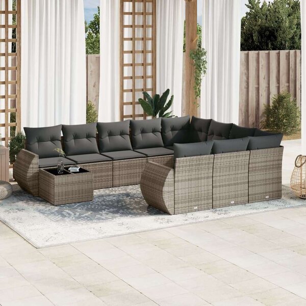 VidaXL Polyrattan Kerti Ülőgarnitúra - 11 részes - Szürke