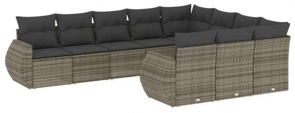 VidaXL Polyrattan Kerti Ülőgarnitúra - 10 részes - Szürke