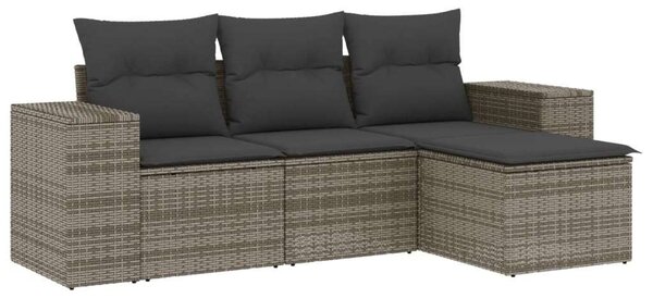 VidaXL Polyrattan Kerti Ülőgarnitúra - 4 részes - Szürke