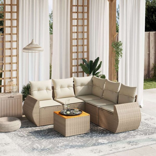 VidaXL Polyrattan Kerti Ülőgarnitúra - 6 részes, Bézs