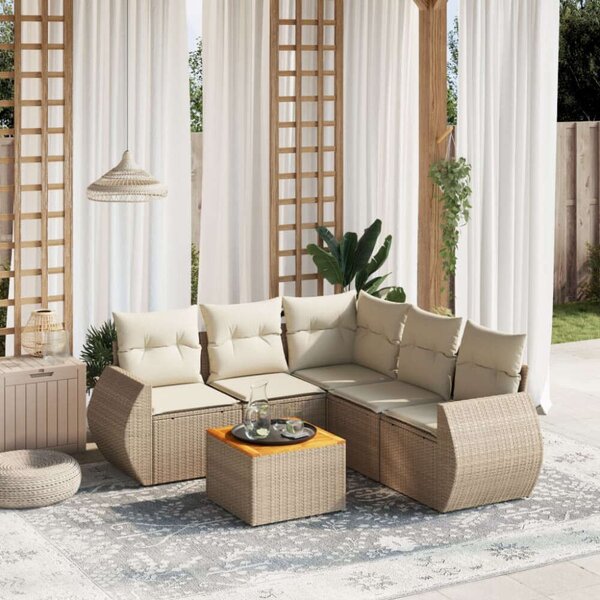 VidaXL Polyrattan Kerti Ülőgarnitúra - 6 részes, Bézs