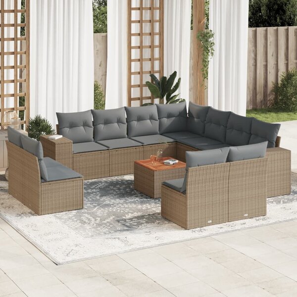VidaXL Polyrattan Kerti Ülőgarnitúra - 12 részes - Bézs