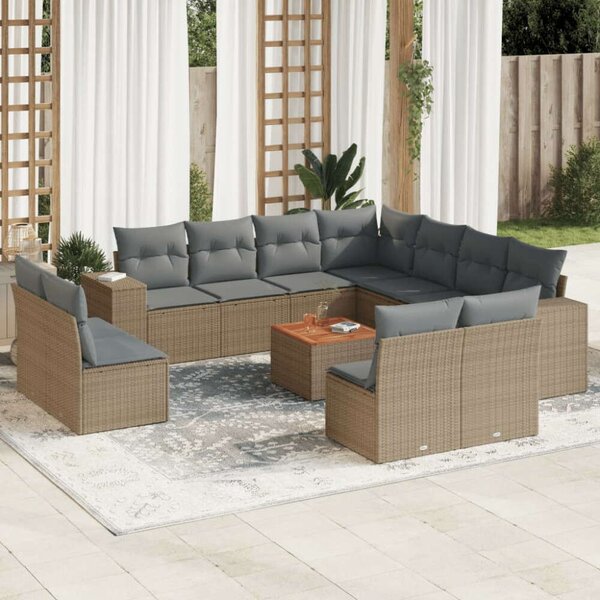 VidaXL Polyrattan Kerti Ülőgarnitúra - 12 részes - Bézs