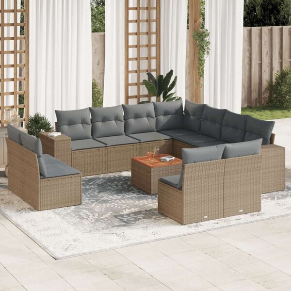 VidaXL Polyrattan Kerti Ülőgarnitúra - 12 részes - Bézs