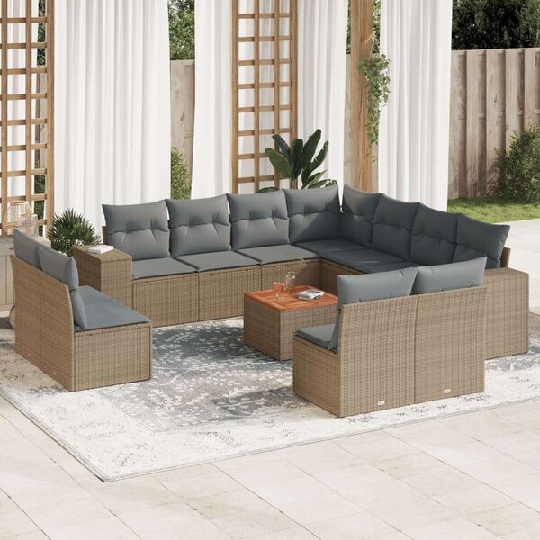 VidaXL Polyrattan Kerti Ülőgarnitúra - 12 részes - Bézs