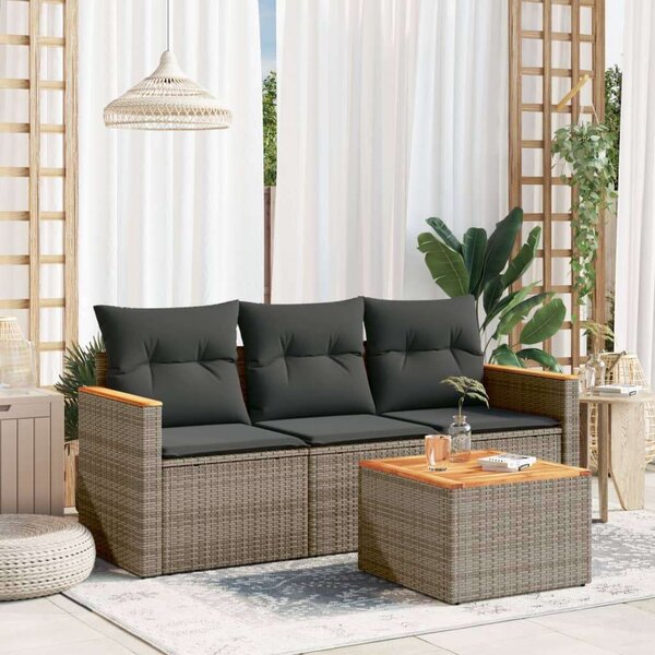 VidaXL Polyrattan Kerti Ülőgarnitúra - 4 Részes Szürke