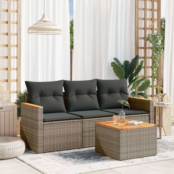 VidaXL Polyrattan Kerti Ülőgarnitúra - 4 Részes Szürke