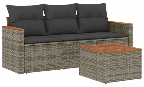 VidaXL Polyrattan Kerti Ülőgarnitúra - 4 Részes Szürke