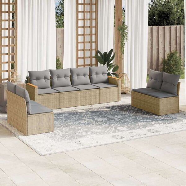 VidaXL Polyrattan Kerti Ülőgarnitúra - 8 részes - Bézs