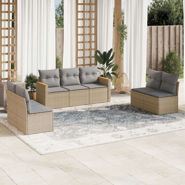VidaXL Polyrattan Kerti Ülőgarnitúra - 7 részes - Bézs