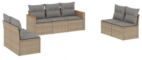 VidaXL Polyrattan Kerti Ülőgarnitúra - 7 részes - Bézs