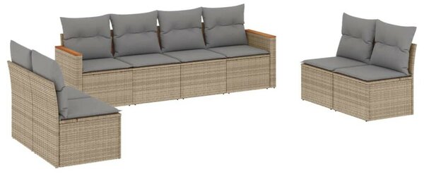 VidaXL Polyrattan Kerti Ülőgarnitúra - 8 részes - Bézs