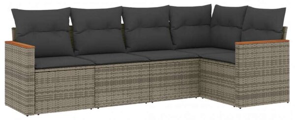 VidaXL 5 részes szürke polyrattan kerti ülőgarnitúra párnákkal
