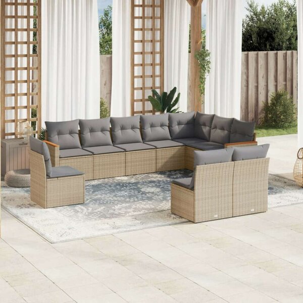 VidaXL Polyrattan Kerti Ülőgarnitúra - 10 részes - Bézs