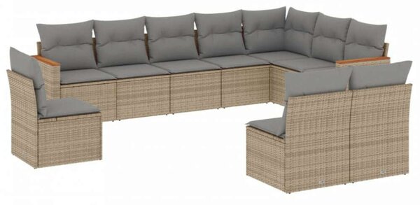 VidaXL Polyrattan Kerti Ülőgarnitúra - 10 részes - Bézs