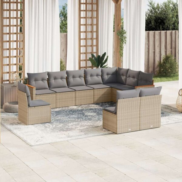 VidaXL Polyrattan Kerti Ülőgarnitúra - 10 részes - Bézs