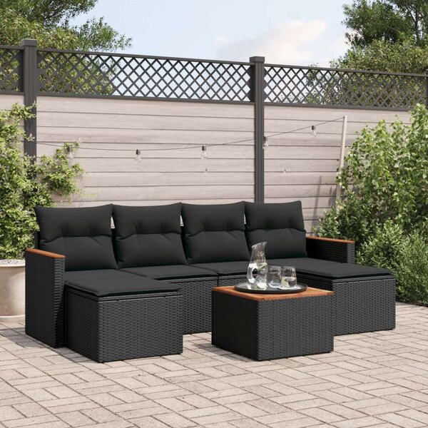 VidaXL Polyrattan Kerti Ülőgarnitúra - 7 részes - Fekete