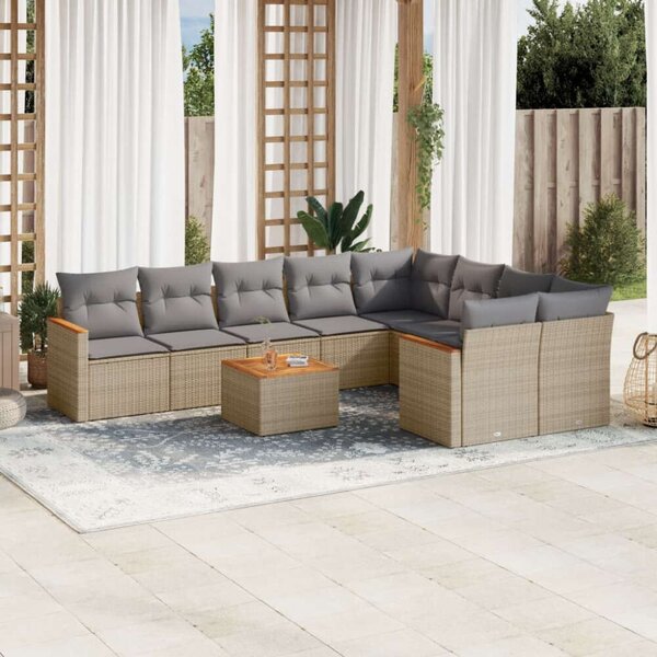 VidaXL Polyrattan Kerti Ülőgarnitúra - 10 részes - Bézs