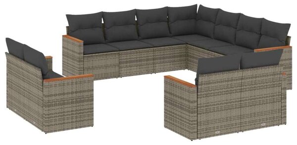 VidaXL Polyrattan Kerti Ülőgarnitúra - 11 részes - Szürke