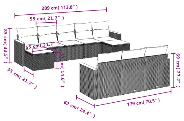 VidaXL Polyrattan Kerti Ülőgarnitúra - 10 részes - Bézs