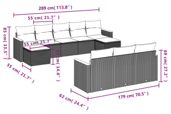 VidaXL Polyrattan Kerti Ülőgarnitúra - 10 részes - Bézs